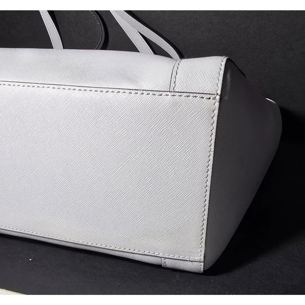 Rebecca Minkoff Monroe Laptop Bag Saffiano Leather Tote Shoulder Purse White NEW
